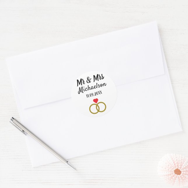 Adesivo Redondo Casamento Personalizado (Envelope)