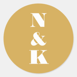 Adesivo Redondo Casamento Personalizado Amarelo-Amarelo do Monogra