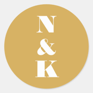 Adesivo Redondo Casamento Personalizado Amarelo-Amarelo do Monogra