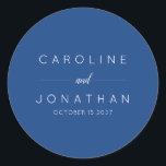 Adesivo Redondo Casamento Personalizado Azul Francês Minimalista M<br><div class="desc">Clássico redondo de casamento azul-francês minimalista moderno</div>