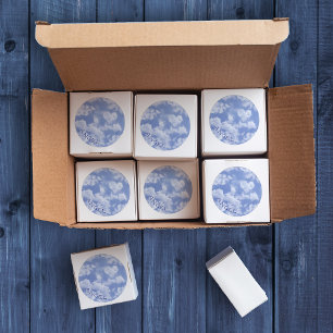 Adesivo Redondo Casamento Personalizado Azul Moderno e Coração d