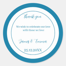 Adesivo Redondo Casamento Personalizado Azul Simples
