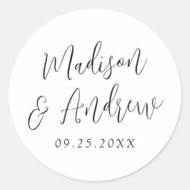 Adesivo Redondo Casamento Personalizado com Letra Simples Preta