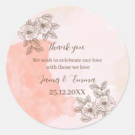 Adesivo Redondo Casamento Personalizado Da Flor Marrom Elegante