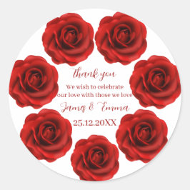 Adesivo Redondo Casamento Personalizado Da Flor Vermelha Elegante