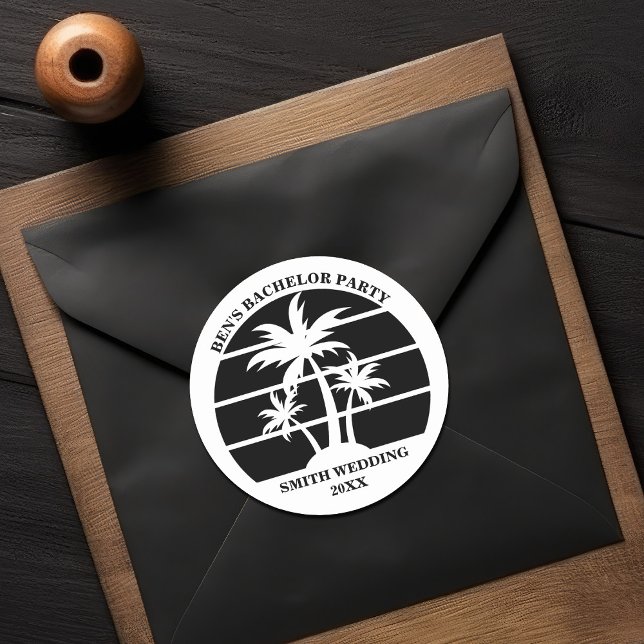 Adesivo Redondo Casamento Personalizado da Ilha do Partido da Bach (Criador carregado)