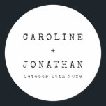 Adesivo Redondo Casamento Personalizado Da Máquina De Digitalizaçã<br><div class="desc">Vinheta redonda clássica de casamento com fonte minimalista retrorreflectora em branco</div>