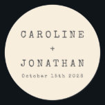 Adesivo Redondo Casamento Personalizado Da Máquina De Digitalizaçã<br><div class="desc">Vinheta redonda clássica de casamento com fonte minimalista retrô</div>