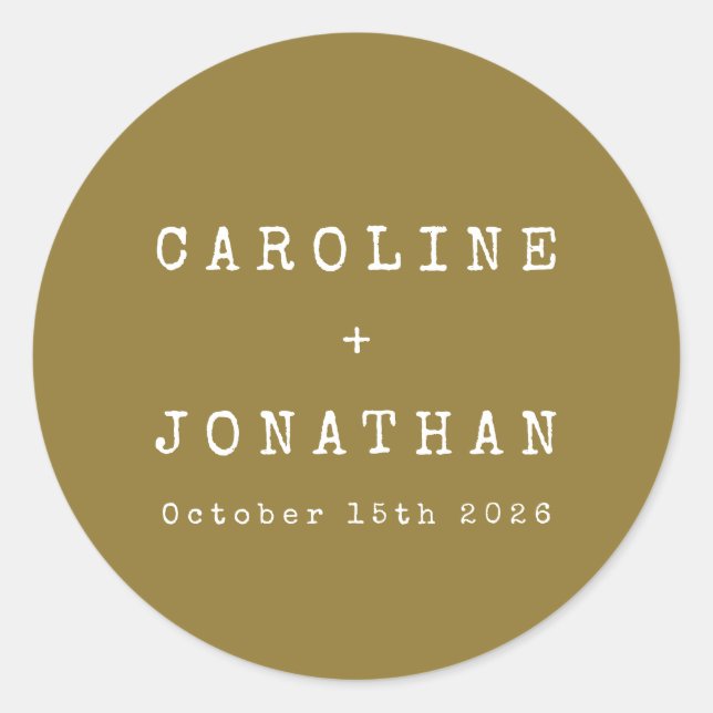 Adesivo Redondo Casamento Personalizado Da Máquina De Escrever Och (Frente)