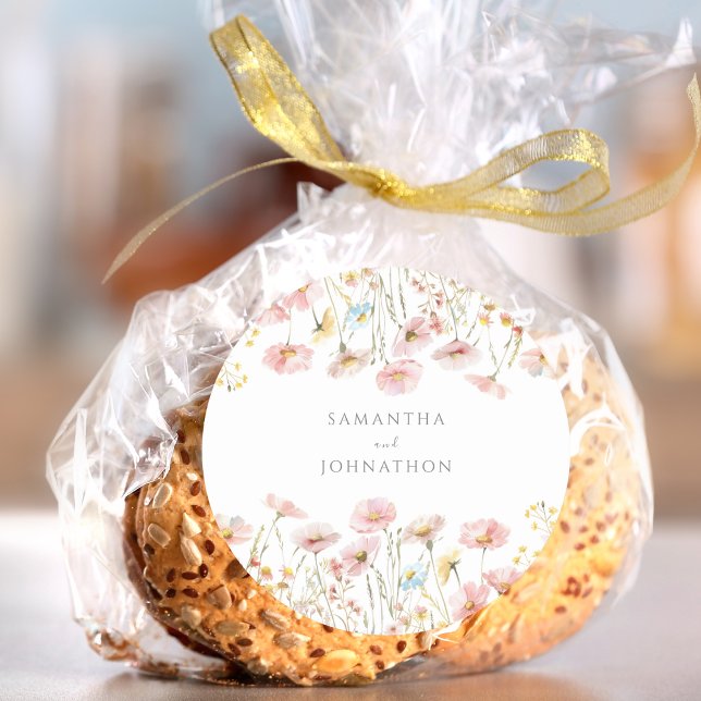 Adesivo Redondo Casamento Personalizado De Cores De Vidro Rosa (Criador carregado)