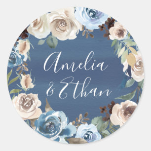 Adesivo Redondo Casamento personalizado   de florescência da