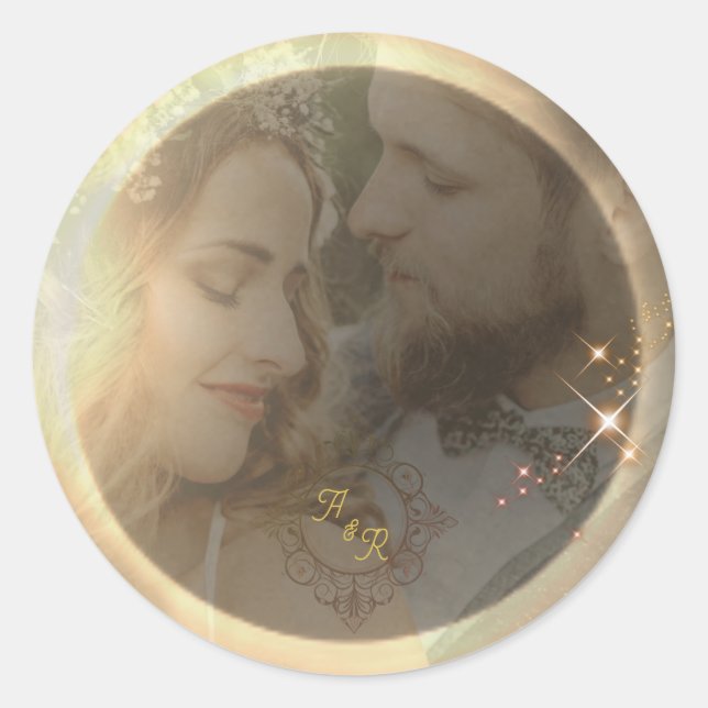 Adesivo Redondo Casamento Personalizado De Fotografia Eclipse Sola (Frente)