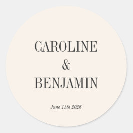 Adesivo Redondo Casamento Personalizado De Fundo De Marfim Elegant