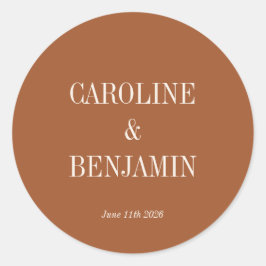 Adesivo Redondo Casamento Personalizado de Terracotta Elegante Sim