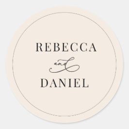 Adesivo Redondo Casamento Personalizado do Blush Neutro Simples Bo