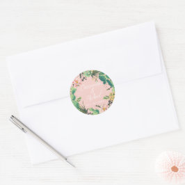 Adesivo Redondo Casamento Personalizado Do Deserto Cactus Bloom