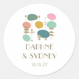 Adesivo Redondo Casamento Personalizado do Meio século de Idade At