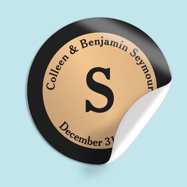 Adesivo Redondo Casamento Personalizado do Monograma da Bolinhas D (Criador carregado)