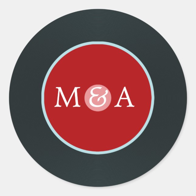 Adesivo Redondo Casamento Personalizado Do Registro De Vinilo (Frente)