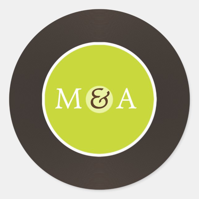 Adesivo Redondo Casamento Personalizado Do Registro De Vinilo (Frente)