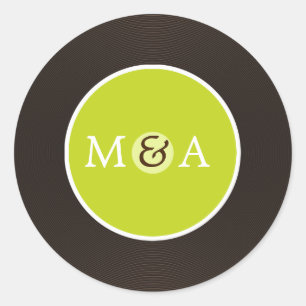 Adesivo Redondo Casamento Personalizado Do Registro De Vinilo