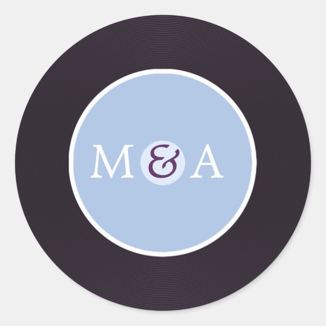 Adesivo Redondo Casamento Personalizado Do Registro De Vinilo (Frente)