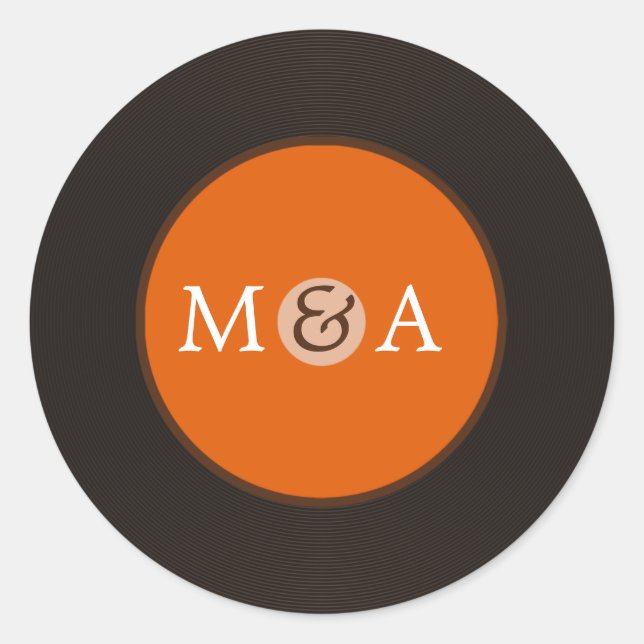 Adesivo Redondo Casamento Personalizado Do Registro De Vinilo (Frente)