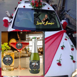 Adesivo Redondo Casamento Personalizado Elegante Moderno do Golden