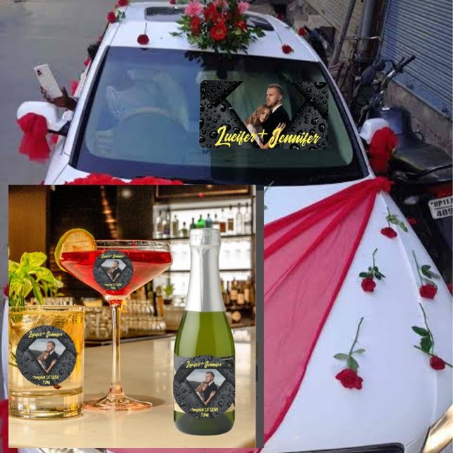 Adesivo Redondo Casamento Personalizado Elegante Moderno do Golden (Criador carregado)