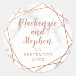 Adesivo Redondo Casamento Personalizado Geométrico Marble Marble