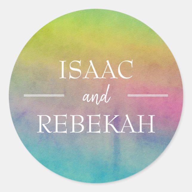 Adesivo Redondo Casamento Personalizado Por Aquarela (Frente)
