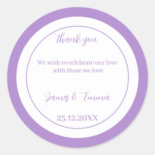 Adesivo Redondo Casamento Personalizado Roxo Simples