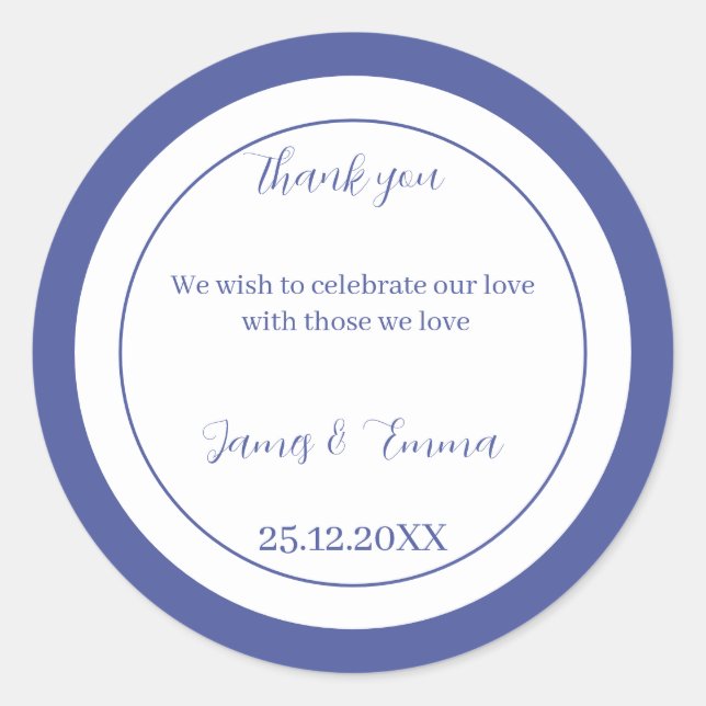 Adesivo Redondo Casamento Personalizado Roxo Simples (Frente)