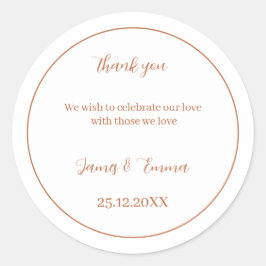 Adesivo Redondo Casamento Personalizado Simples Brown