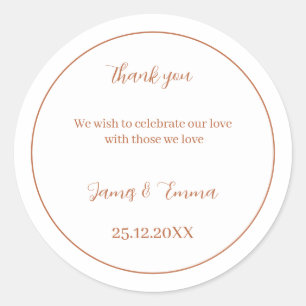 Adesivo Redondo Casamento Personalizado Simples Brown