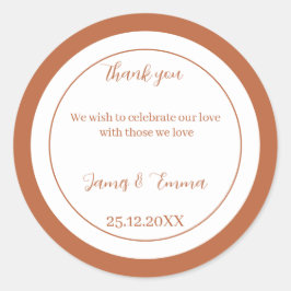 Adesivo Redondo Casamento Personalizado Simples Brown