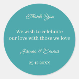 Adesivo Redondo Casamento Personalizado Simples Do Teal