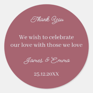 Adesivo Redondo Casamento Personalizado Simples Maroon