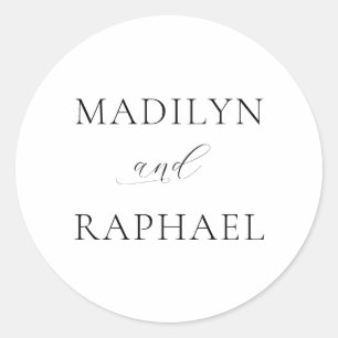 Adesivo Redondo Casamento Personalizado Simples Minimalista