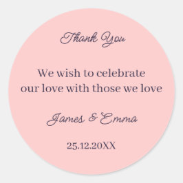 Adesivo Redondo Casamento Personalizado Simples Peach