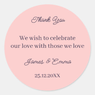 Adesivo Redondo Casamento Personalizado Simples Peach