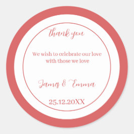 Adesivo Redondo Casamento Personalizado Simples Rosa