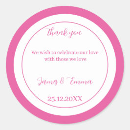 Adesivo Redondo Casamento Personalizado Simples Rosa