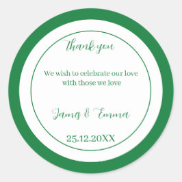 Adesivo Redondo Casamento Personalizado Verde Simples