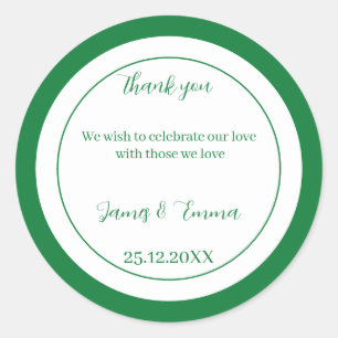 Adesivo Redondo Casamento Personalizado Verde Simples