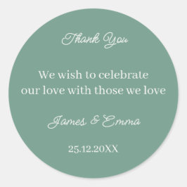 Adesivo Redondo Casamento Personalizado Verde Simples