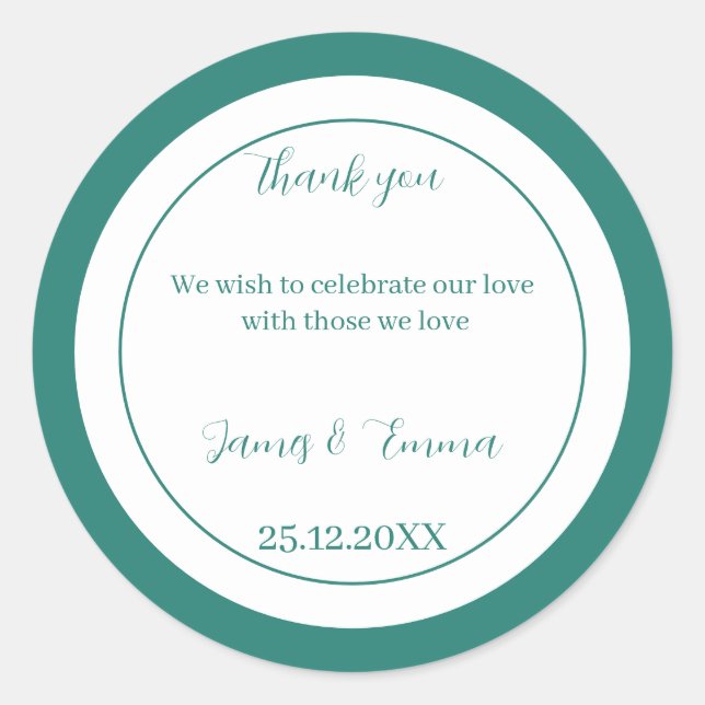 Adesivo Redondo Casamento Personalizado Verde Simples (Frente)