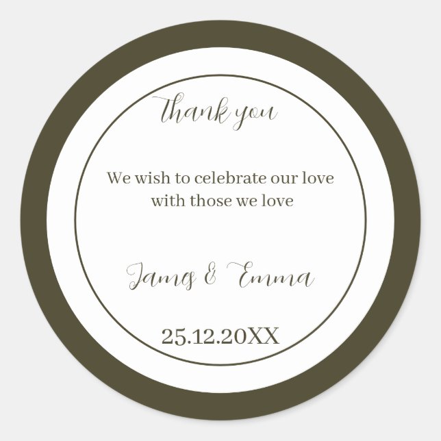 Adesivo Redondo Casamento Personalizado Verde Simples (Frente)