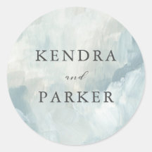 Casamento Pintado por Abstrato Azul com Brushstrok