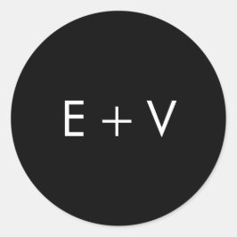 Adesivo Redondo Casamento por Monograma Negro Moderno